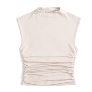 Abercrombie & Fitch Cream Paloma Ruched Tank Top